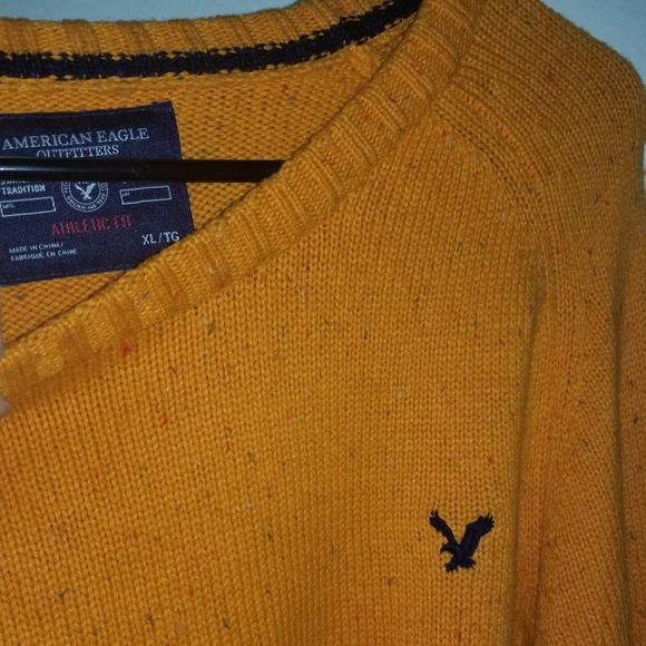 Orange Crew Neck Sweater w/ patch elbow - Picture 4 of 4